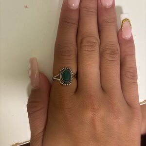 Elegant Silver and Green Stone Ring